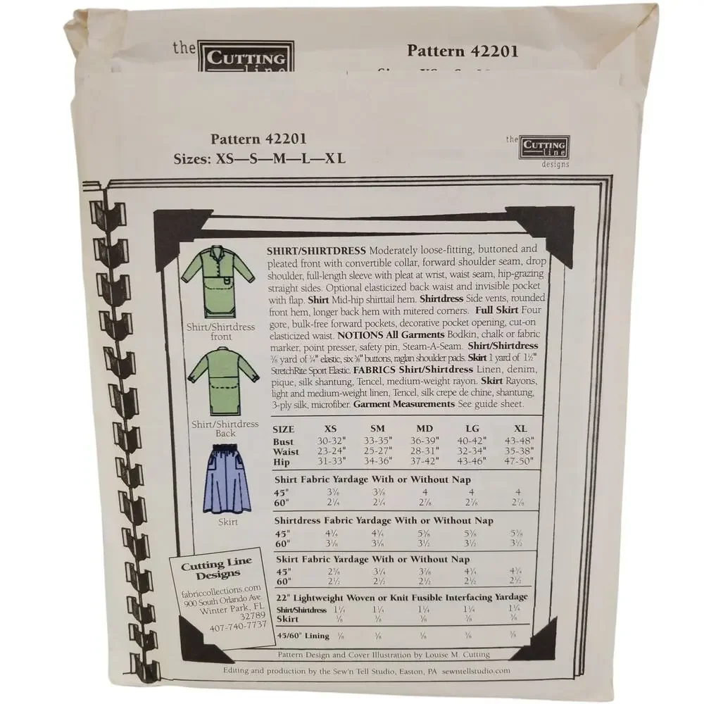 Cutting Line Farewell to Arms 42201 Shirt Dress Skirt UNCUT Size XS-XL 80s 90s